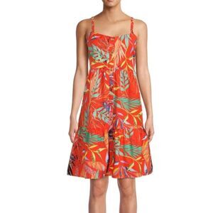 Beach Lunch Lounge XS/TP Petite Tropical Braided Strap Tiered Summer Dress